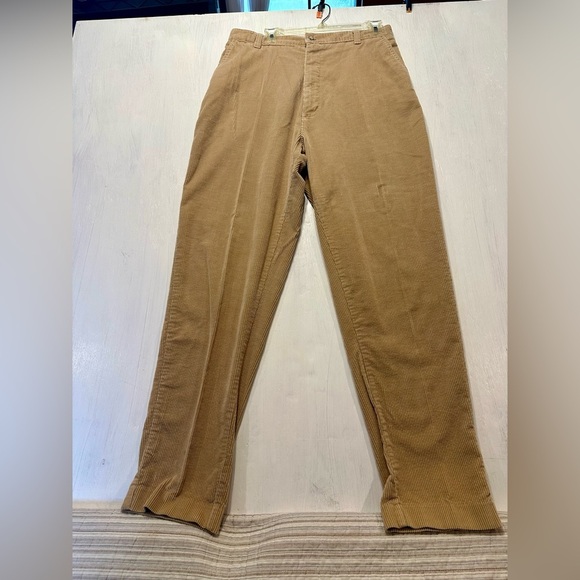 Vintage Eddie Bauer Tan Corduroy Pants Men’s 36x31 Pleated Front USA Made 90s - Picture 1 of 10